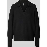 Pieces Regular Fit Strickpullover mit Wollanteil Modell 'MALOU' in BLACK, Größe XS von Pieces