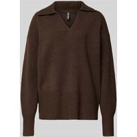 Pieces Regular Fit Strickpullover mit Wollanteil Modell 'MALOU' in Dunkelblau Melange, Größe M von Pieces