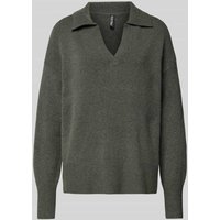 Pieces Regular Fit Strickpullover mit Wollanteil Modell 'MALOU' in Dunkelgrau Melange, Größe L von Pieces