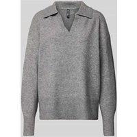 Pieces Regular Fit Strickpullover mit Wollanteil Modell 'MALOU' in Mittelgrau Melange, Größe XL von Pieces