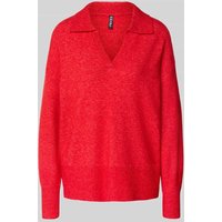 Pieces Regular Fit Strickpullover mit Wollanteil Modell 'MALOU' in Rot, Größe XL von Pieces