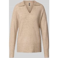 Pieces Regular Fit Strickpullover mit Wollanteil Modell 'MALOU' in Taupe Melange, Größe S von Pieces