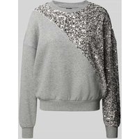 Pieces Regular Fit Sweatshirt mit Paillettenbesatz Modell 'NANCY' in Hellgrau, Größe M von Pieces