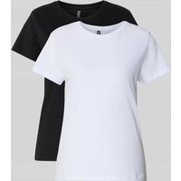 Pieces Regular Fit T-Shirt Set aus Baumwoll-Mix Modell 'AMIRA' in Black, Größe M von Pieces