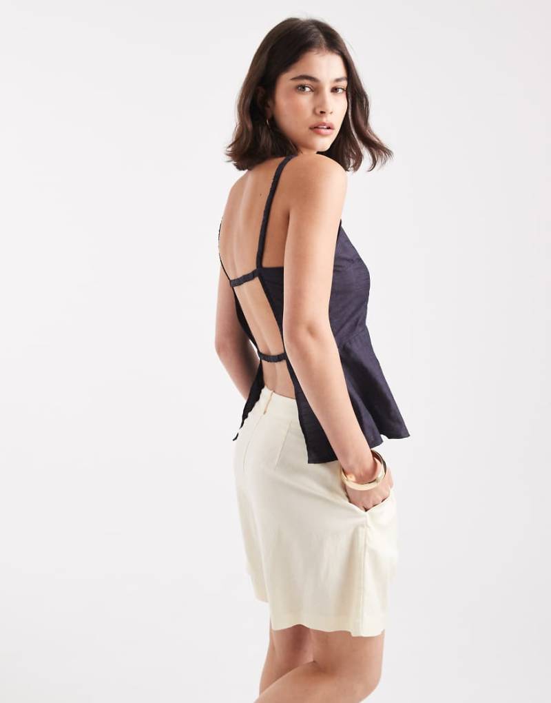 Pieces - Rückenfreie Camisole-Bluse in Granitgrau von Pieces