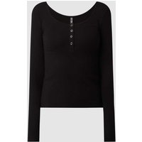 Pieces Serafino-Shirt mit Stretch-Anteil Modell 'Kitte' in Black, Größe XL von Pieces