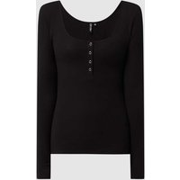 Pieces Serafino-Shirt mit Stretch-Anteil in Black, Größe L von Pieces