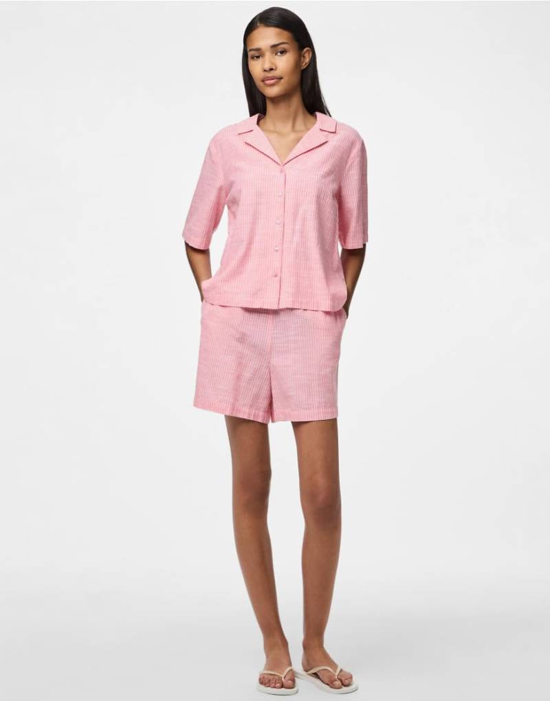 Pieces - Leinenmix-Shorts in Rosa von Pieces