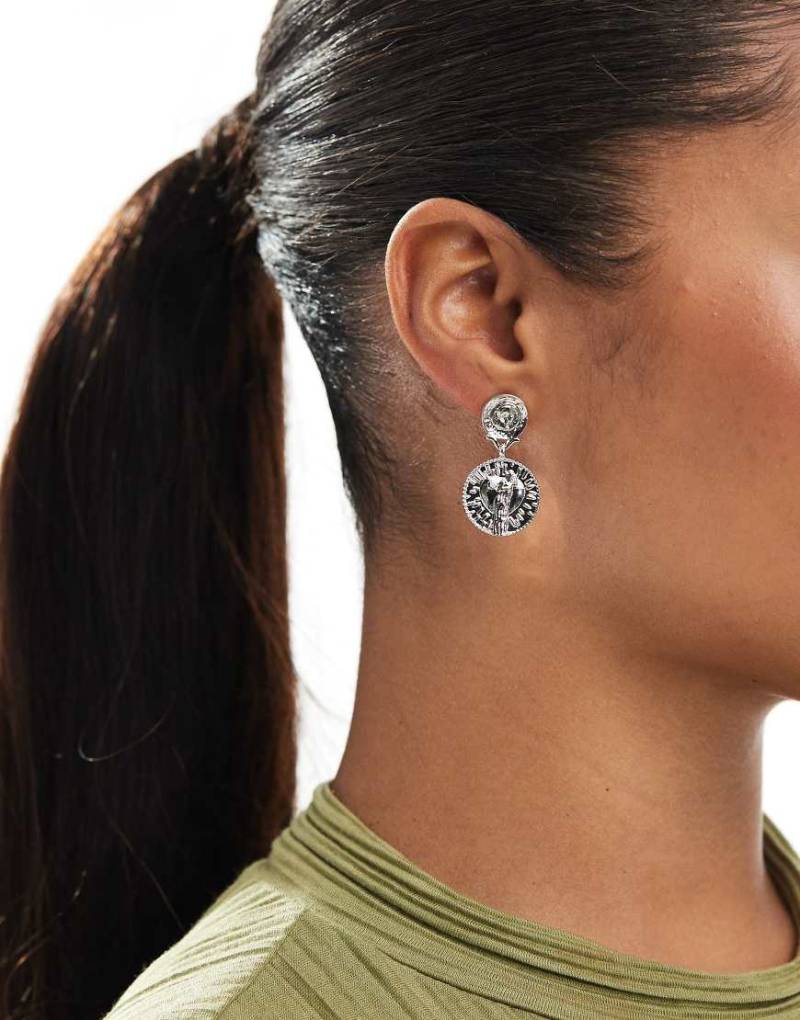 Pieces - Silberfarbene Ohrringe mit Münzen-Design von Pieces