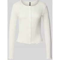 Pieces Slim Fit Strickjacke aus reiner Baumwolle Modell 'MARIE' in Offwhite, Größe L von Pieces