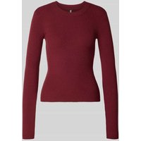 Pieces Slim Fit Strickpullover aus Viskose-Mix Modell 'MIRA' in Dunkelrot, Größe XL von Pieces