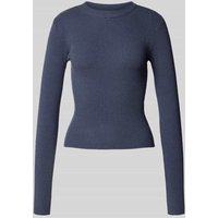 Pieces Slim Fit Strickpullover aus Viskose-Mix Modell 'MIRA' in Metallic Blue, Größe L von Pieces