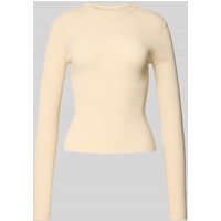Pieces Slim Fit Strickpullover aus Viskose-Mix Modell 'MIRA' in Sand, Größe S von Pieces