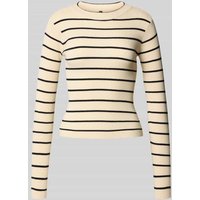 Pieces Slim Fit Strickpullover aus Viskose-Mix Modell 'MIRA' in Sand Melange, Größe M von Pieces