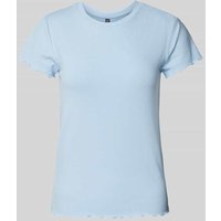 Pieces Slim Fit T-Shirt in Rippoptik Modell 'NICCA' in Hellblau, Größe L von Pieces