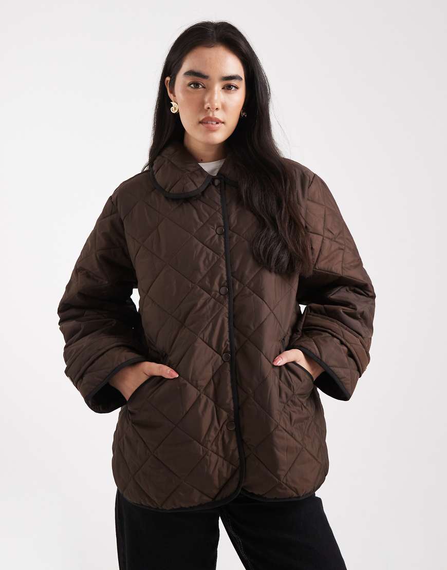 Pieces - Steppjacke in Schokobraun mit Kragendetail-Brown Pieces - Steppjacke in Schokobraun mit Kragendetail-Brown von Pieces