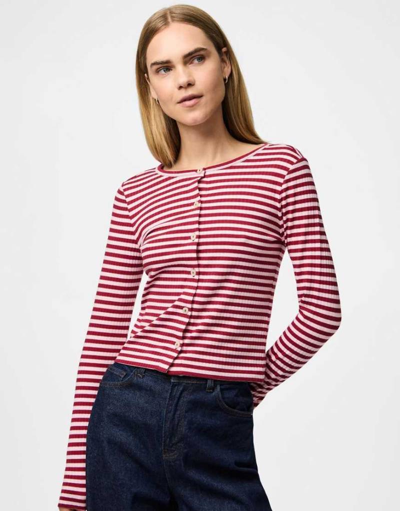 Pieces - Strickjacke in Goji-Beeren-Rot von Pieces