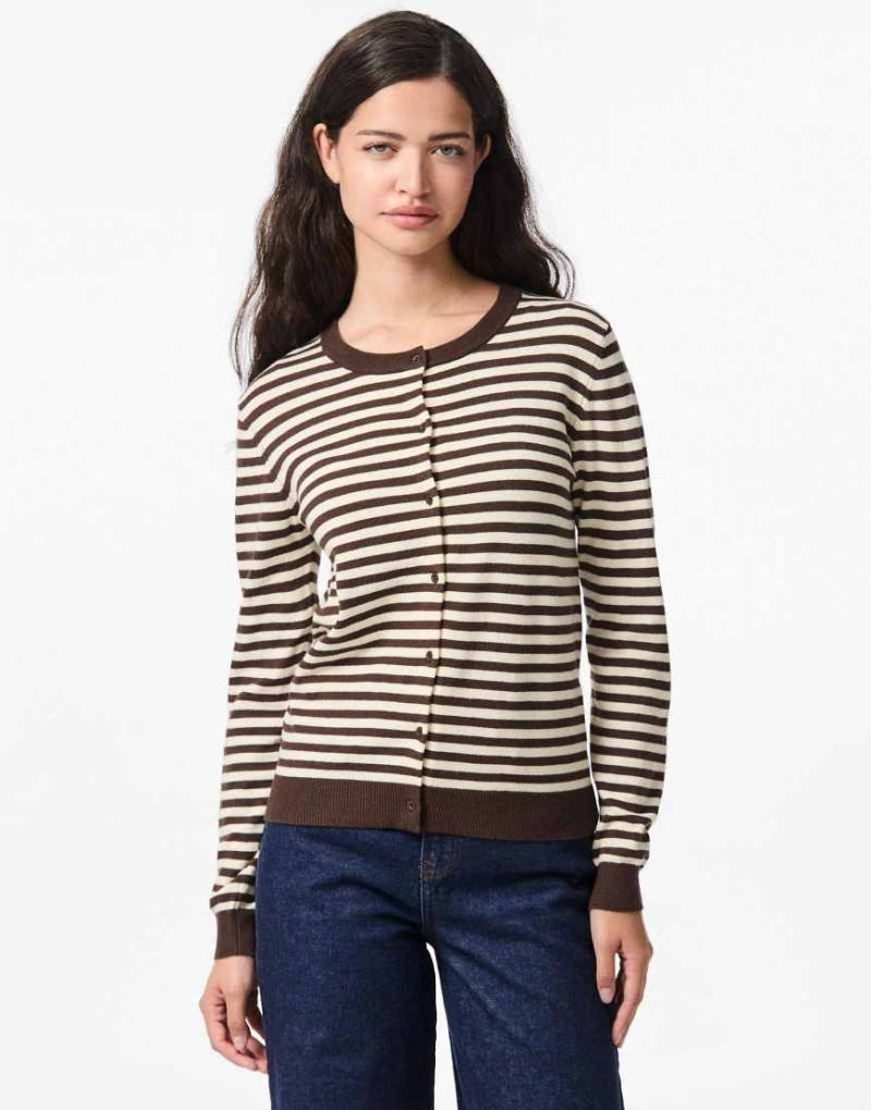 Pieces - Strickjacke in Hot Fudge 1-Weiß von Pieces