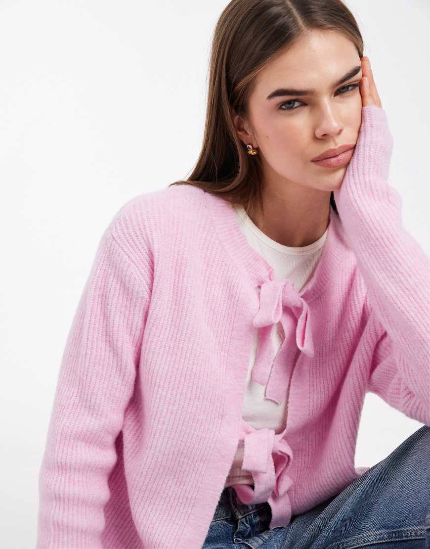 Pieces - Strickjacke in Löffler-Rosa von Pieces