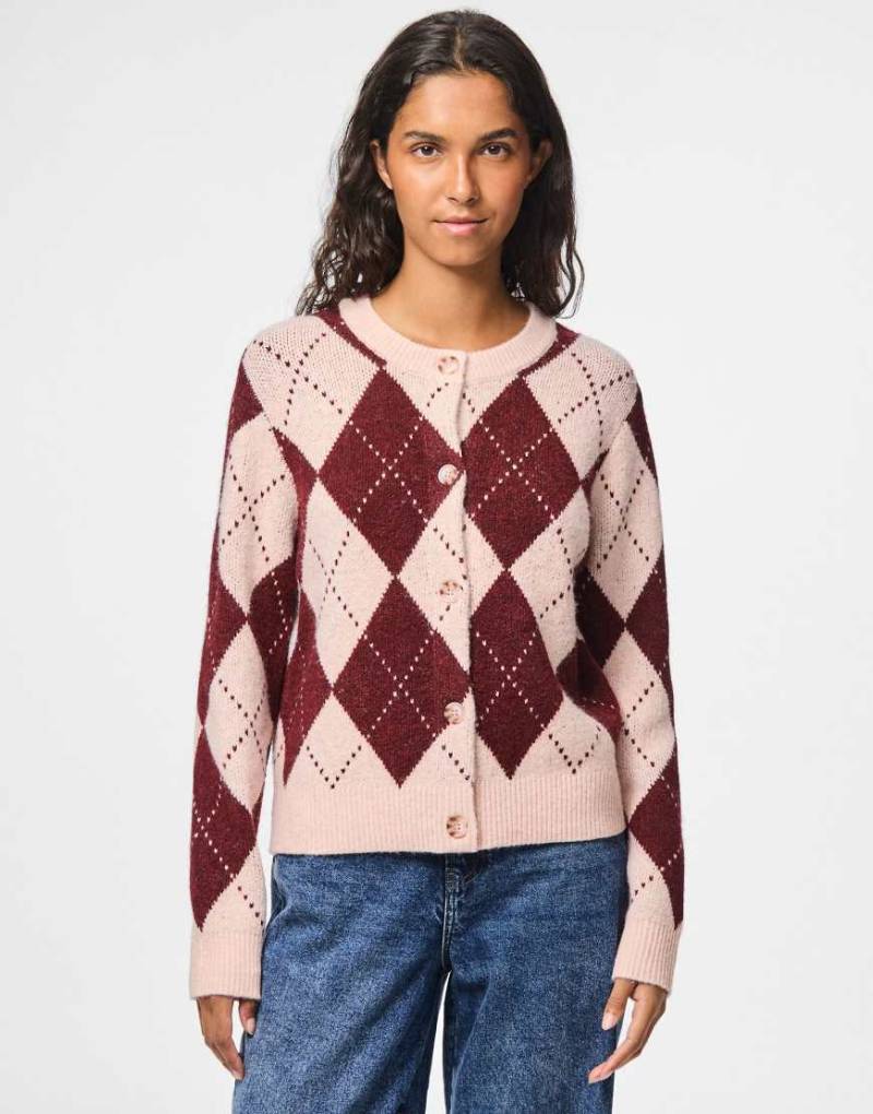 Pieces - Strickjacke in Tüll-Rosa von Pieces