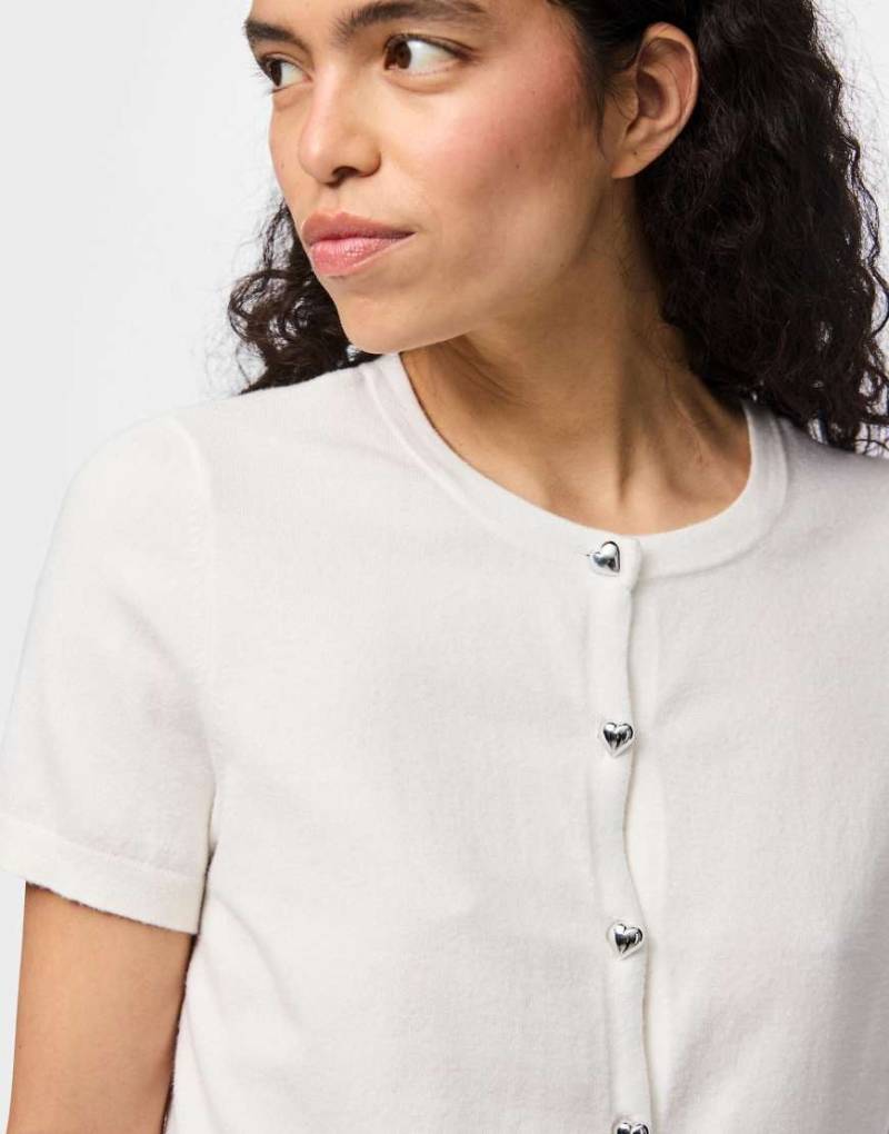 Pieces - Strickjacke in Wolkentänzer-Weiß von Pieces