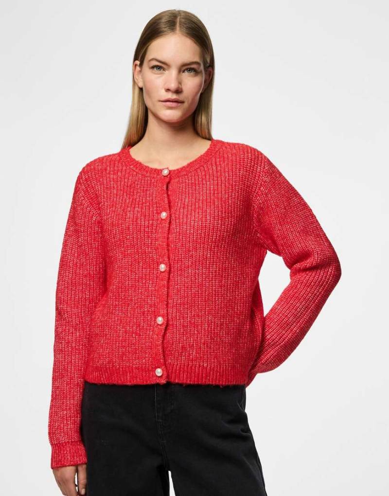 Pieces - Strickpullover in Hochrisiko-Rot von Pieces