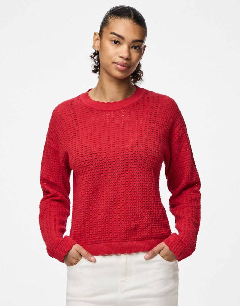 Pieces - Strickpullover in Lolli-Rot von Pieces