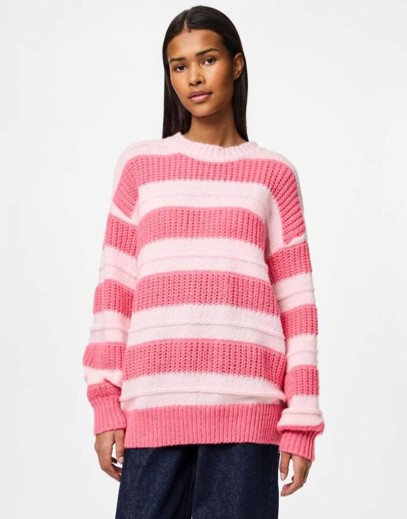 Pieces - Strickpullover in Pink-A-Boo-Rosa von Pieces