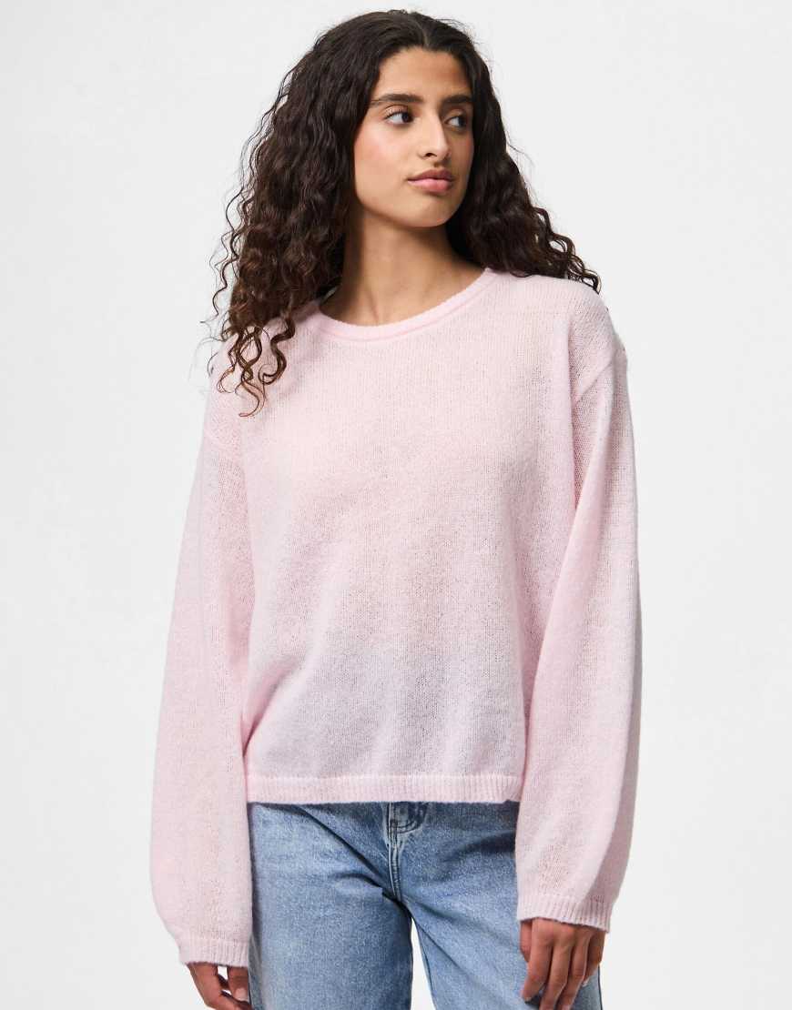 Pieces - Strickpullover in Pink-a-boo-Rosa von Pieces