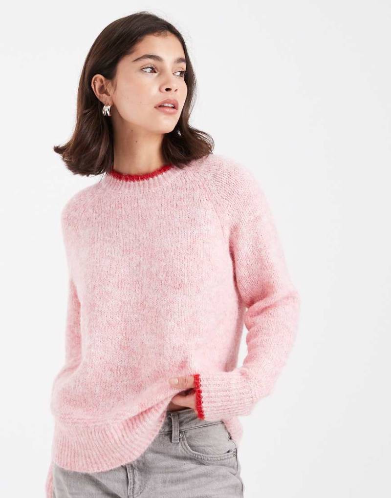Pieces - Strickpullover in Rosa mit kontrastierendem Rand Pieces - Strickpullover in Rosa mit kontrastierendem Rand von Pieces
