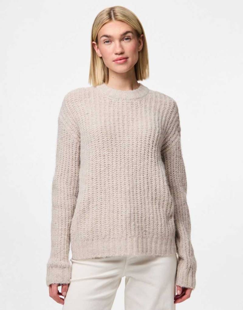 Pieces - Strickpullover in Silbergrau von Pieces