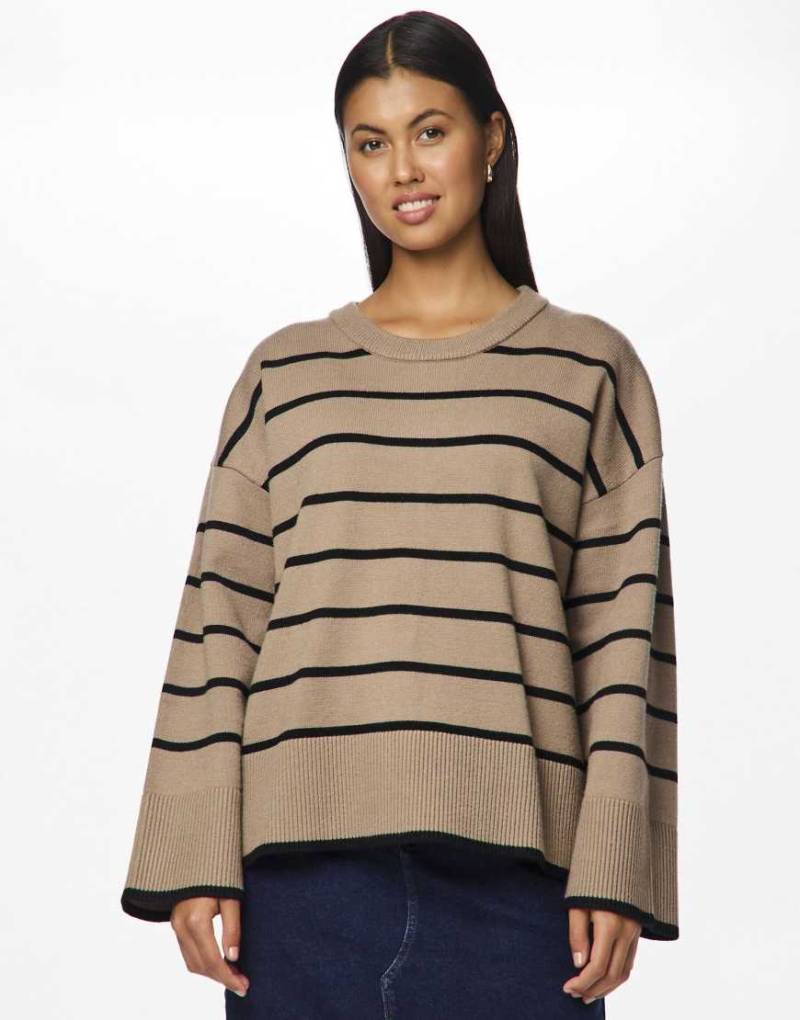 Pieces - Strickpullover in Taupe-Grau-Brown von Pieces