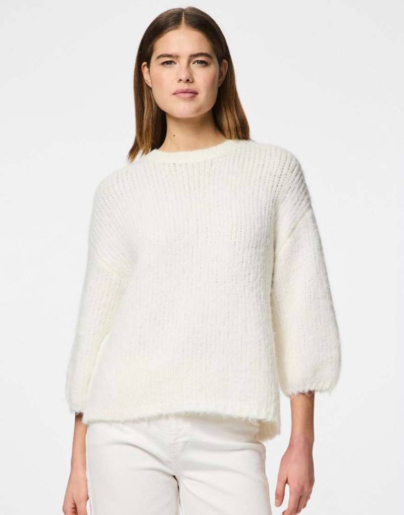 Pieces - Strickpullover in Wolkentänzer-Weiß von Pieces
