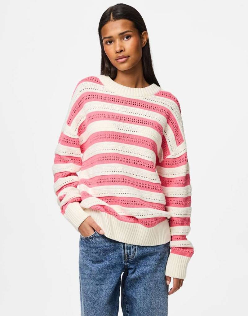 Pieces - Strickpullover in Wolkentänzer-Weiß von Pieces