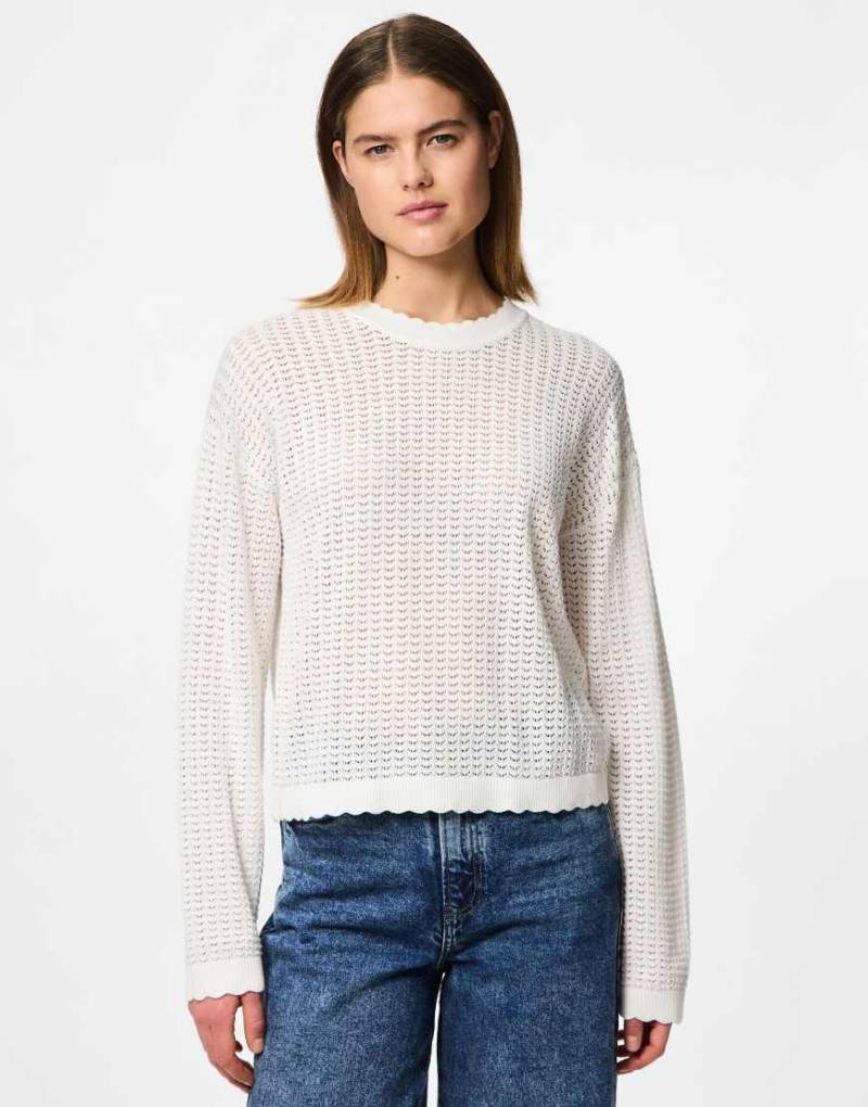Pieces - Strickpullover in Wolkentänzer-Weiß von Pieces