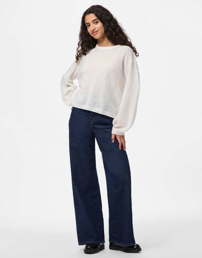 Pieces - Strickpullover in Wolkentänzer-Weiß von Pieces
