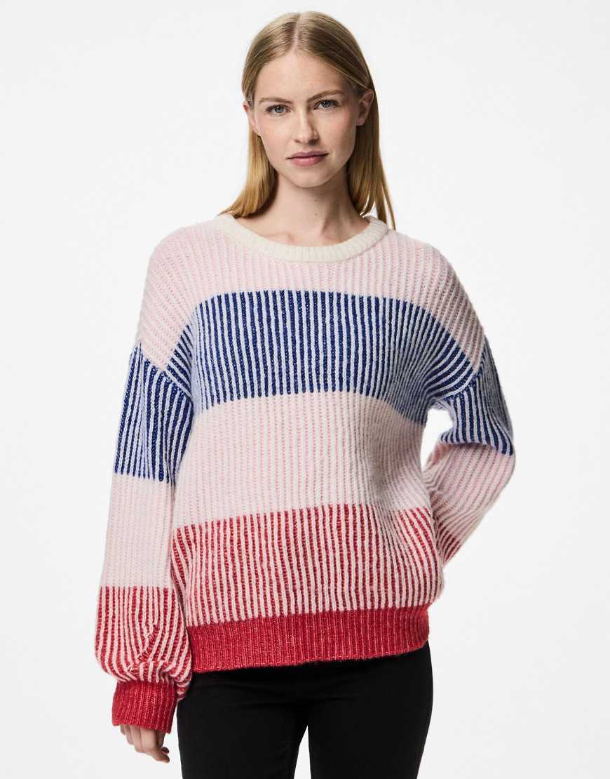 Pieces - Strickpullover in Wolkentänzer-Weiß von Pieces