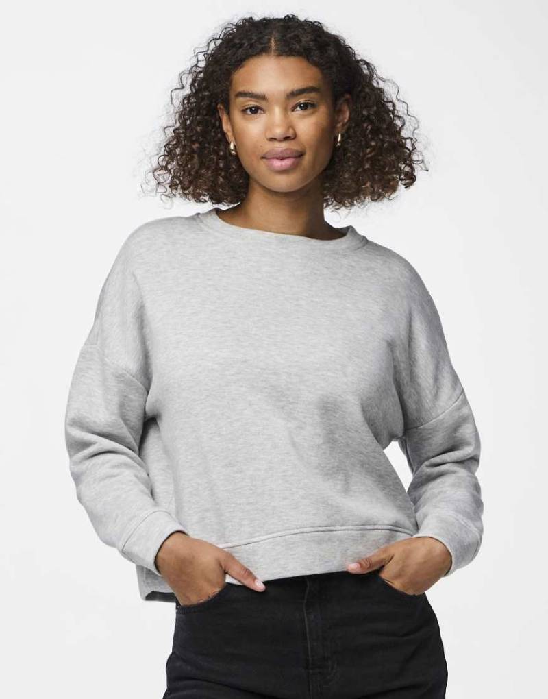 Pieces - Sweatshirt in meliertem Hellgrau von Pieces