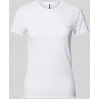 Pieces T-Shirt in Ripp-Optik Modell 'NICCA' in Weiss, Größe XL von Pieces
