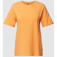 Pieces T-Shirt mit fixierten Ärmelumschlägen in Orange, Größe XS von Pieces