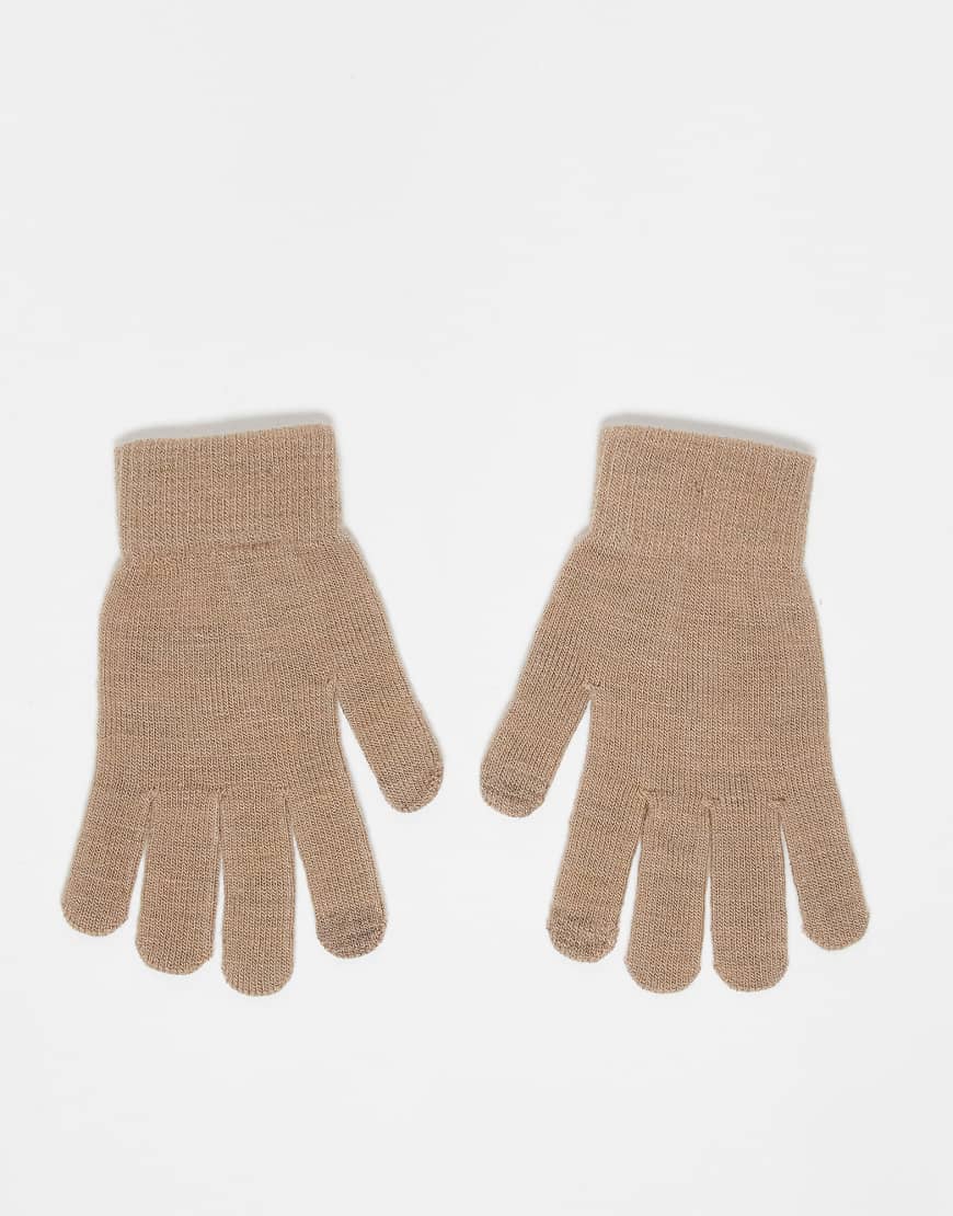 Pieces - Touchscreen-Handschuhe in meliertem Naturton-Neutral von Pieces