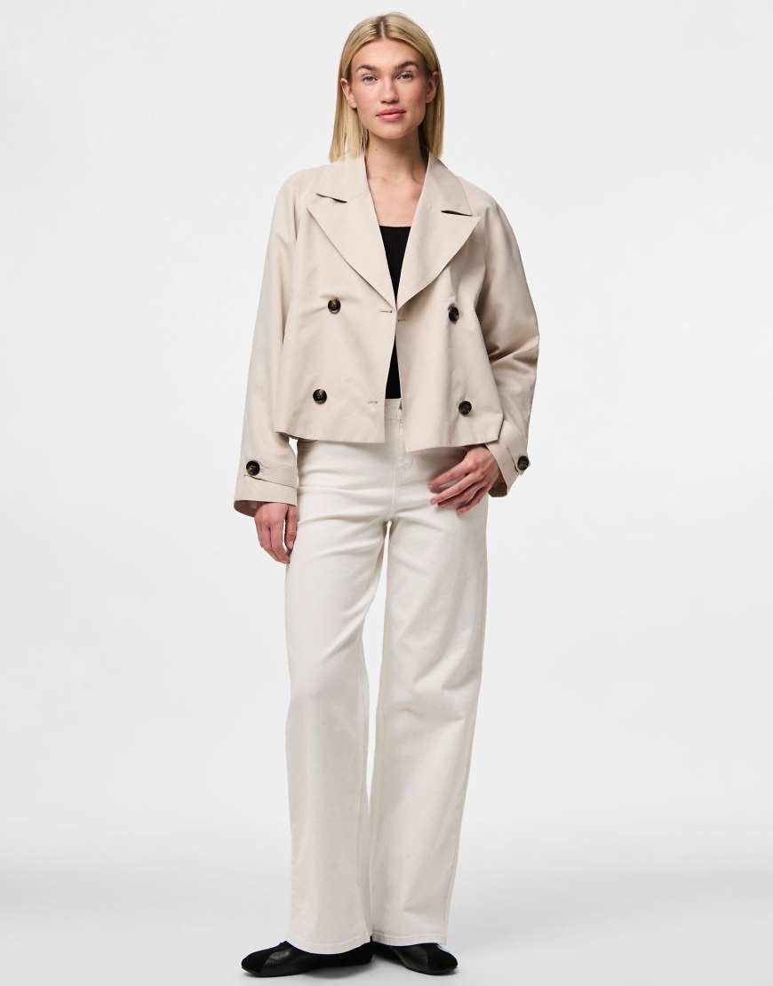 Pieces - Trenchcoat in Silbergrau von Pieces