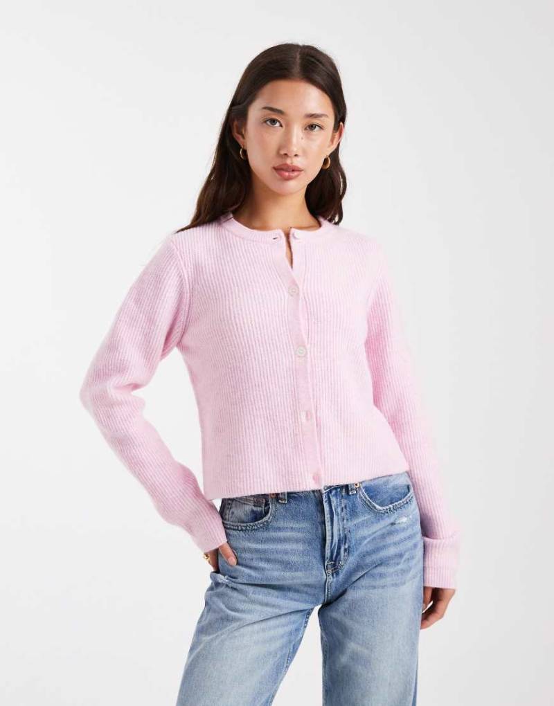 Pieces - Weiche, langärmlige Strickjacke in Rosérosa von Pieces