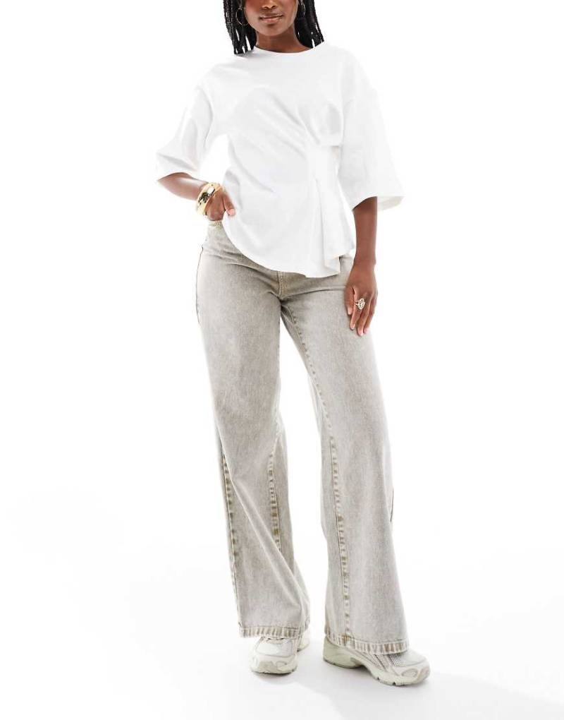 Pieces - Weite Jeans in verwaschenem Beige-Neutral von Pieces