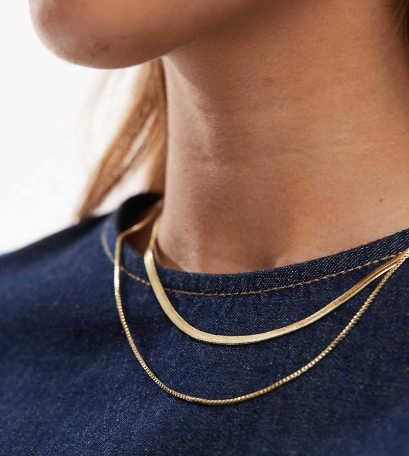 Pieces - Zwei Halsketten in Gold-Goldfarben von Pieces