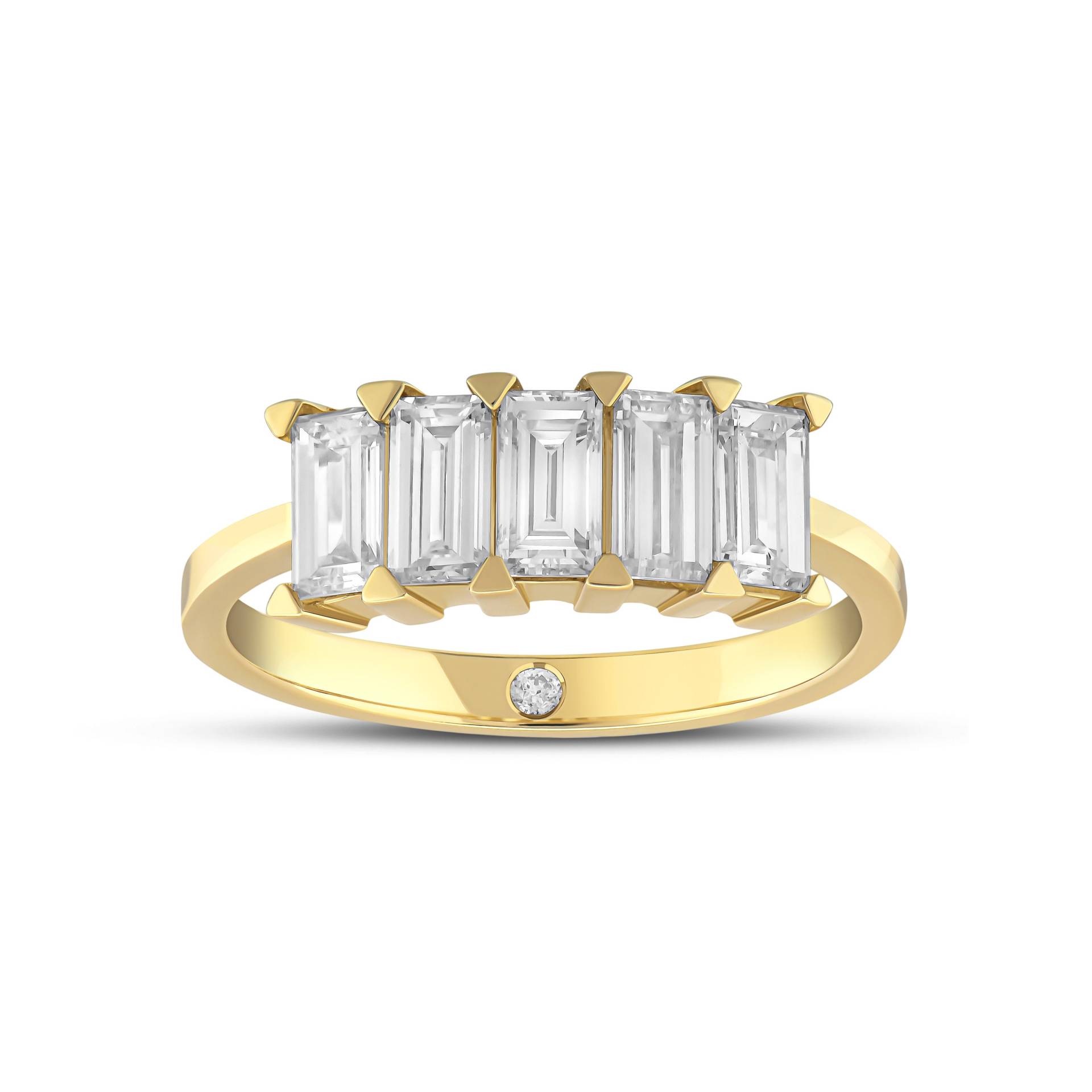 Fünfstein Baguette Diamant Ring, 5 Art Deco Modernes Design Stein von PiecesOfMeDiamond