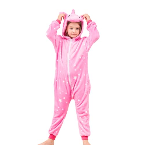 Piefry Weiche Einhorn Schlafstrampler Strampelanzug Einhorn Schlafoveralls für Mädchen (Rosensterne, 4-5 Jahre) von Piefry