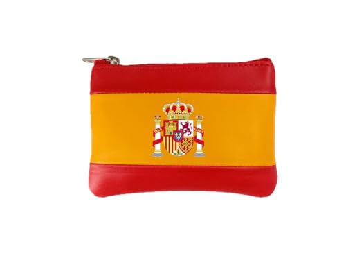 Geldbörse mit spanischer Flagge, Geldbörse mit Reißverschluss, Rot und Gelb von Piel Cabrera