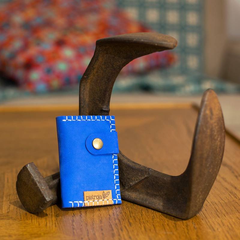 Original Blauer Kartenhalter Aus Leder von Pielroja