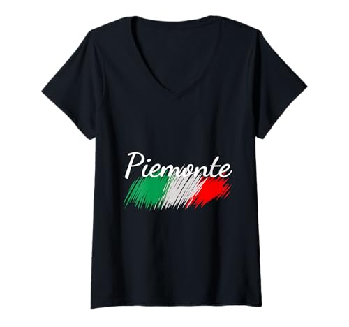 Damen Italienische Flagge, Piemont, Souvenir, Geschenk, passendes italienisches Souvenir T-Shirt mit V-Ausschnitt Damen Italienische Flagge, Piemont, Souvenir, Geschenk, passendes italienisches Souvenir T-Shirt mit V-Ausschnitt von Piemonte Italy Souvenirs & Piemonte Gifts Women